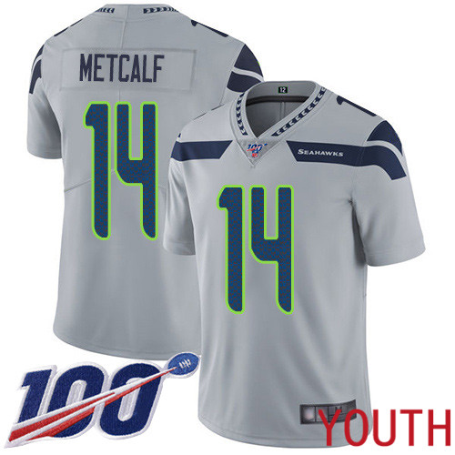Seattle Seahawks Limited Grey Youth D.K. Metcalf Alternate Jersey NFL Football #14 100th Season Vapor Untouchable->women nfl jersey->Women Jersey